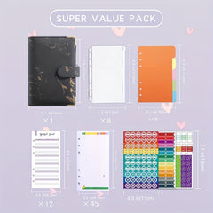 Marble Pattern Corner Protector Magnetic Buckle Notebook