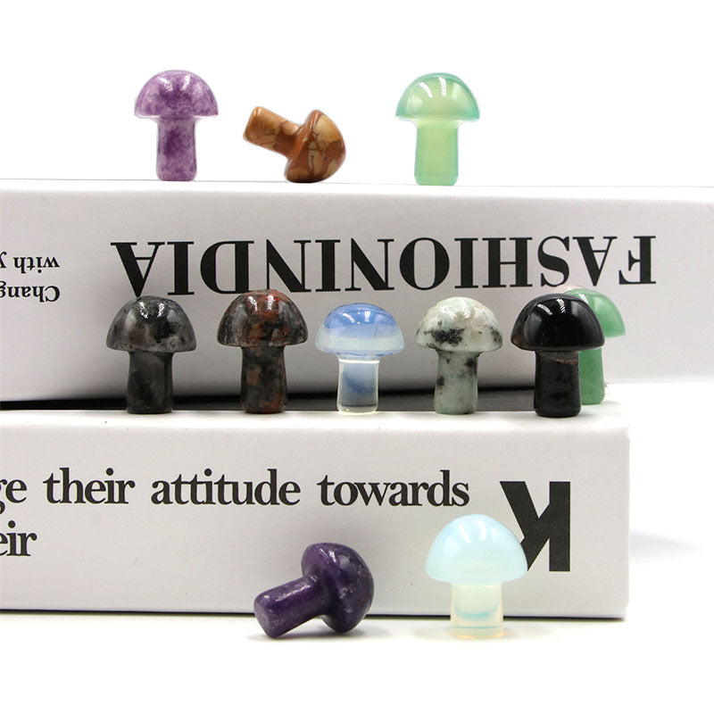 Hand Carved Mushroom Crystal Gemstone DIY Jewelry Gift