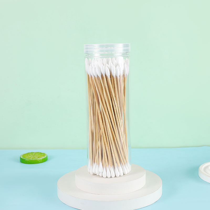 100pcs Long Pet Cotton Swabs Wood Handle Ear Cleaning
