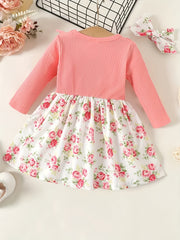 Baby Girl Autumn Bow Ruffle Floral Dress