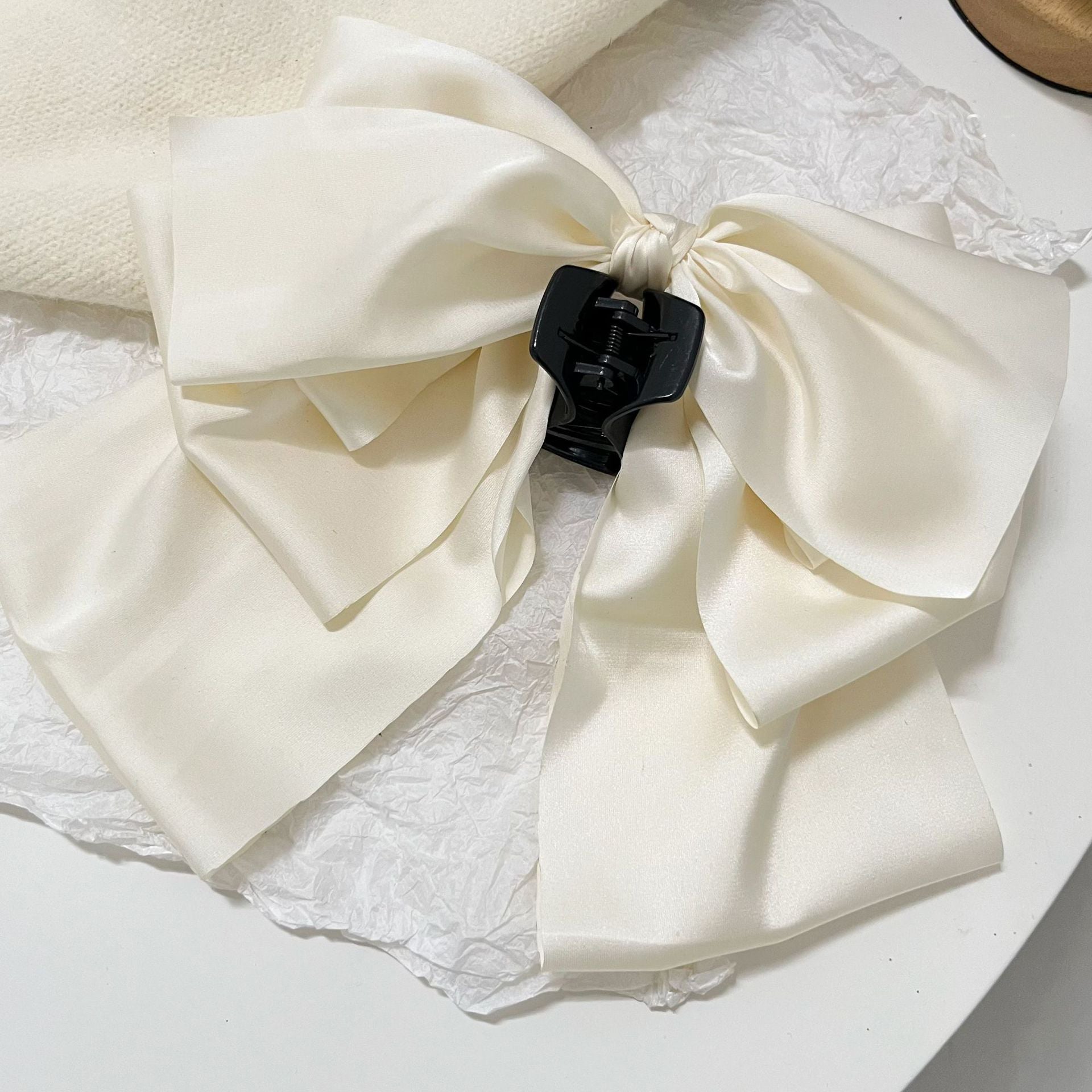 Streamer Ribbon Big Bow Hair Clip French Solid Party Hair Clip