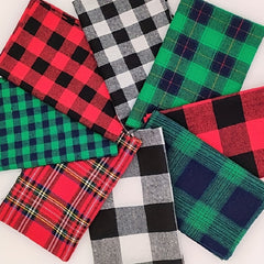 8pcs Plaid Fabric Christmas Set DIY Patchwork Clothing 19 7in 15 7in