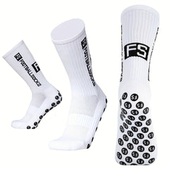 3 Pairs Men's Non Slip Football Socks With Gripper