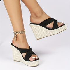Women's Cross Strap Platform Wedge Sandals