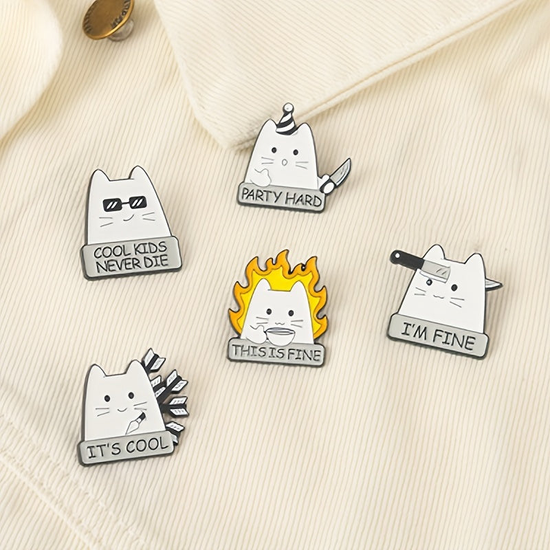 Funny Cat Enamel Lapel Pin Brooch for Men