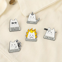Funny Cat Enamel Lapel Pin Brooch for Men