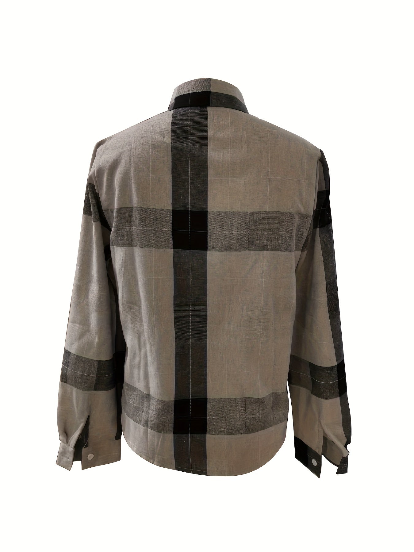  Plaid Print Button Up Long Sleeve Blouse