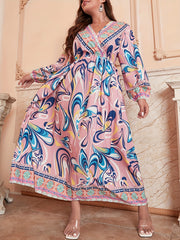 Floral Print Plus Size Long Sleeve Maxi Dress
