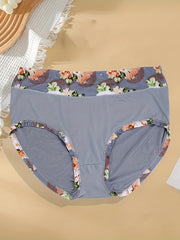 6 Pack Plus Size Floral Print High Rise Panties Set