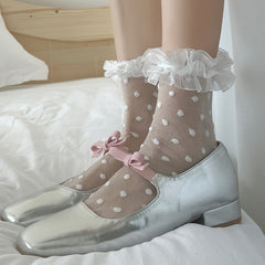 4 Pairs Polka Dot Mesh Socks Breathable Women's Stockings