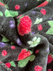  Strawberry Pattern Flannel Hoodie Nightgown