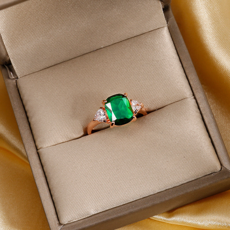 Square Zircon Solitaire Ring for Women's Engagement
