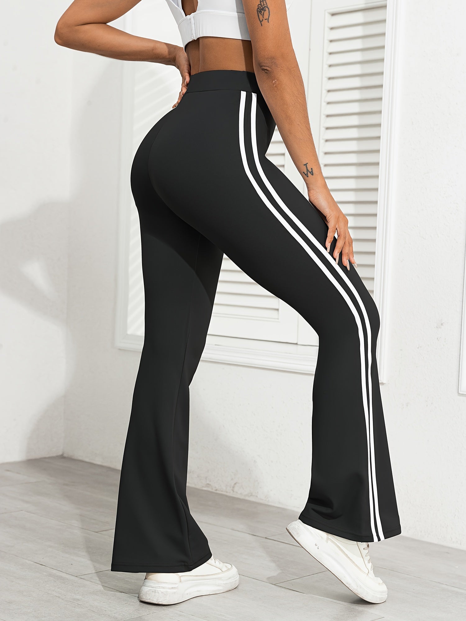 High Waist Striped Yoga Pants for Women Butt Lifting