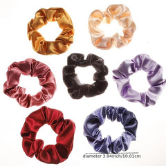 Satin Solid Hair Scrunchies Hair Bobbles Elastics Ponytail Holders