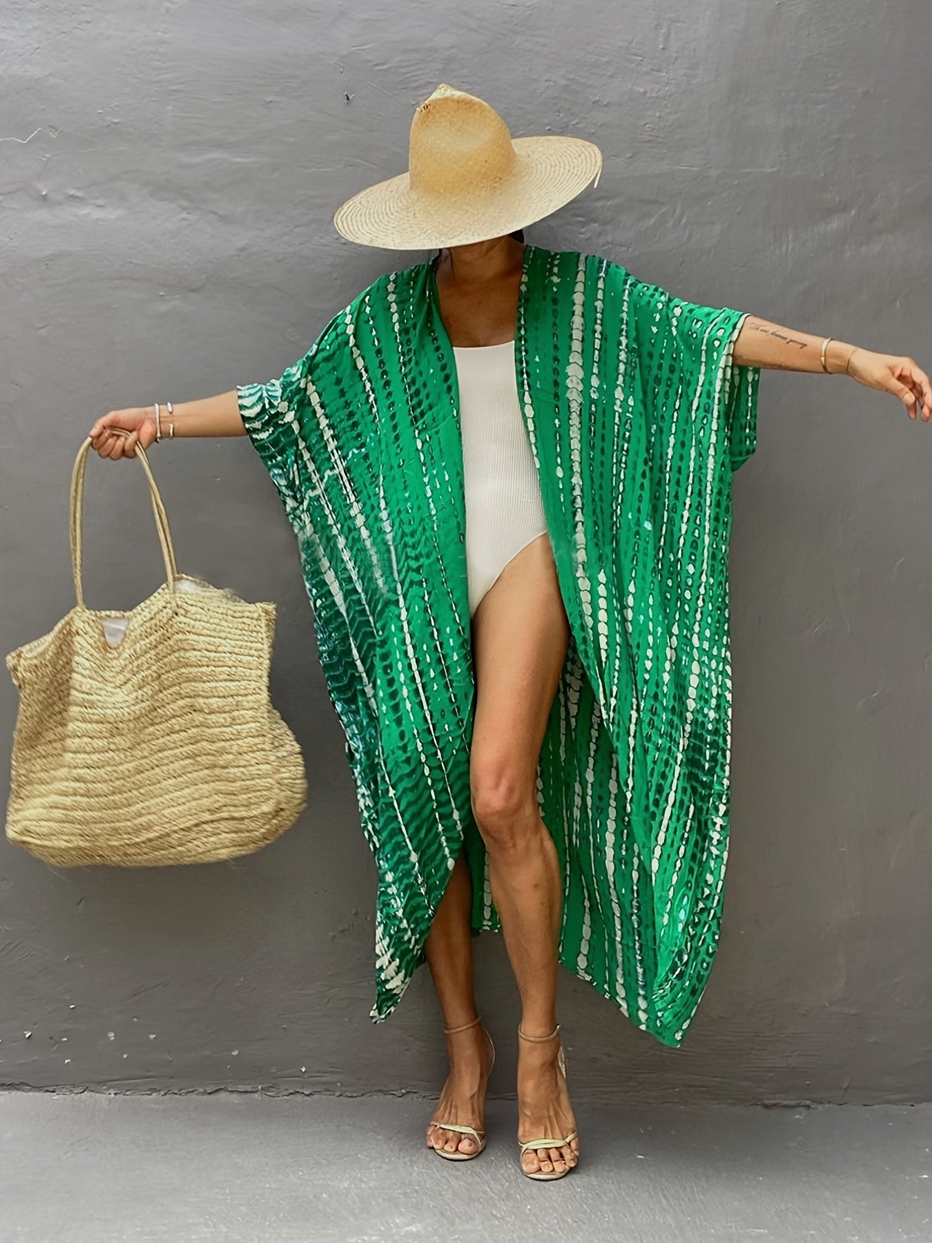 Boho Loose Fit Cover Up Shirt V Neck Half Sleeves Beachwear