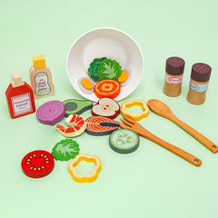 Wooden Pretend Fruits & Vegetables Toy Set for Salads