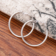 Golden Silvery Hoop Earrings Minimalist Stainless Steel 14K Plated