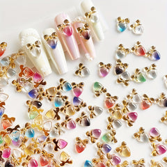 50 Pcs Gradient Heart Nail Charms DIY 3D Nail Art Rhinestones Manicure Glitter