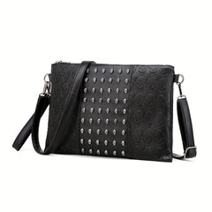 Gothic Skull Rivet Studded Crossbody Bag Y2K Punk Shoulder Bag