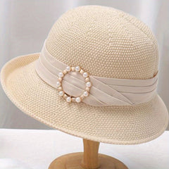 Ribbon Decor Bucket Hat Solid Sun Hat For Women