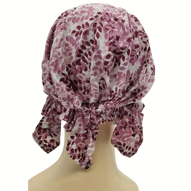 Leaf Print Triangle Turban Cap Cotton Bandana Women Casual Head Wrap