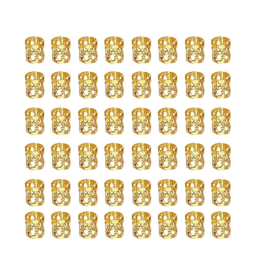 50pcs Aluminum Hair Jewelry Rings Dread Locks Adjustable Metal Cuffs Hair Clips