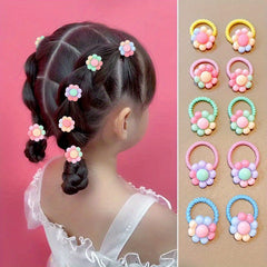 10pcs Flower Hair Ring High Elastic Headwear