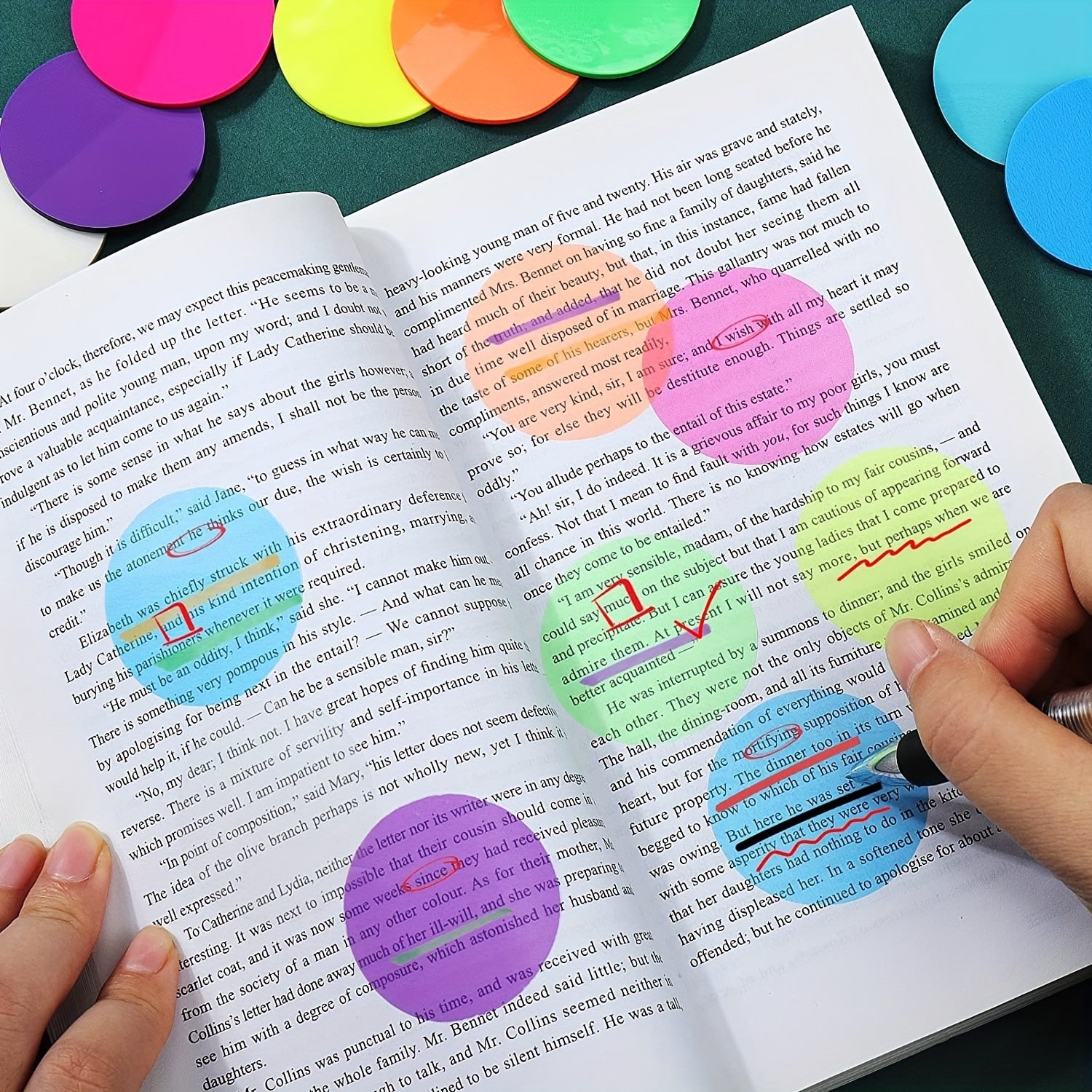 40pcs Colorful Round Transparent Adhesive Labels Sticky Notes