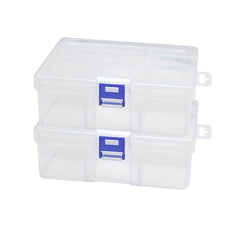 2pcs Medium Transparent Plastic Storage Boxes for Jewelry Crafts Cosmetics