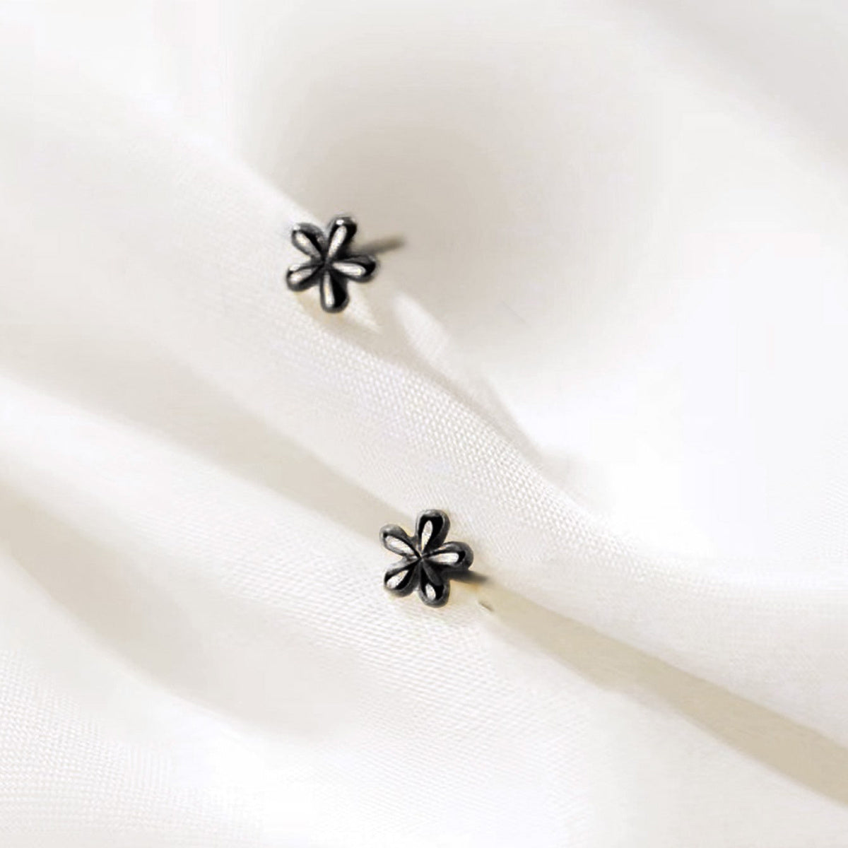Small Floral Stud Earrings in Golden and Silver