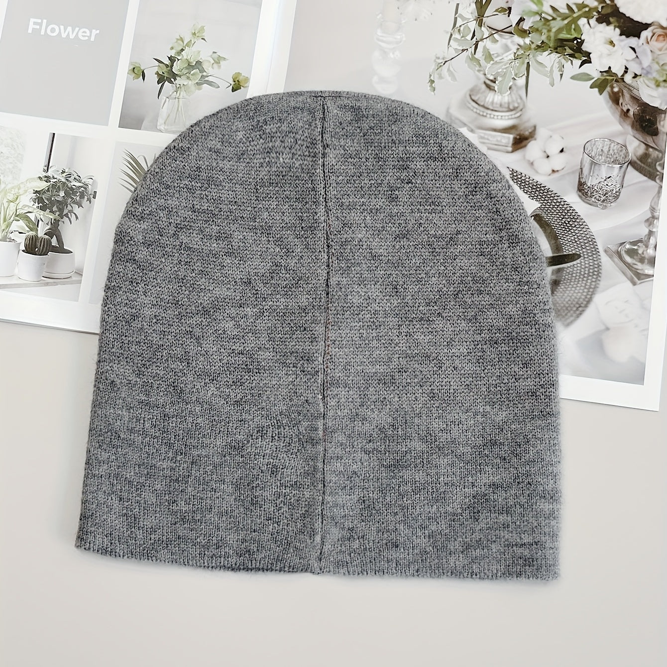 Snake Cross Jacquard Gothic Beanie Gray Skull Cap Y2K Knit Hat