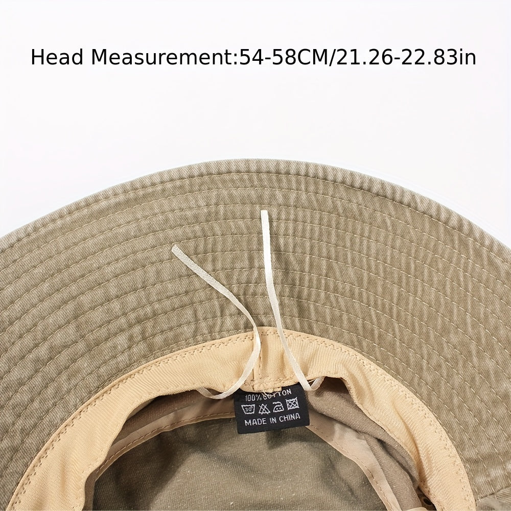 Star Patch Western Bucket Hat Distressed Cowboy Hat Outdoor Fishing Hiking Booni