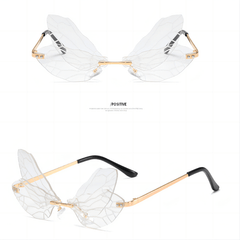 Dragonfly Wing Sunglasses Rimless Irregular Party Eyewear For Women Unisex