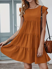  Ruffle Sleeve Smock Dress