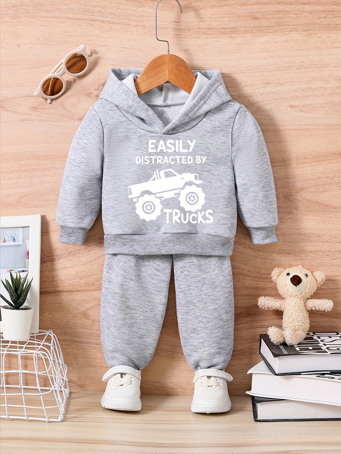 Baby Truck Print Outfit Long Sleeve Sweatshirt Trousers Set
