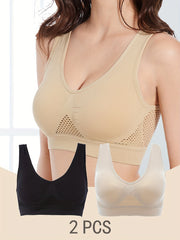 2pcs Seamless Wireless Bras Comfortable & Breathable Supportive Tank Bra