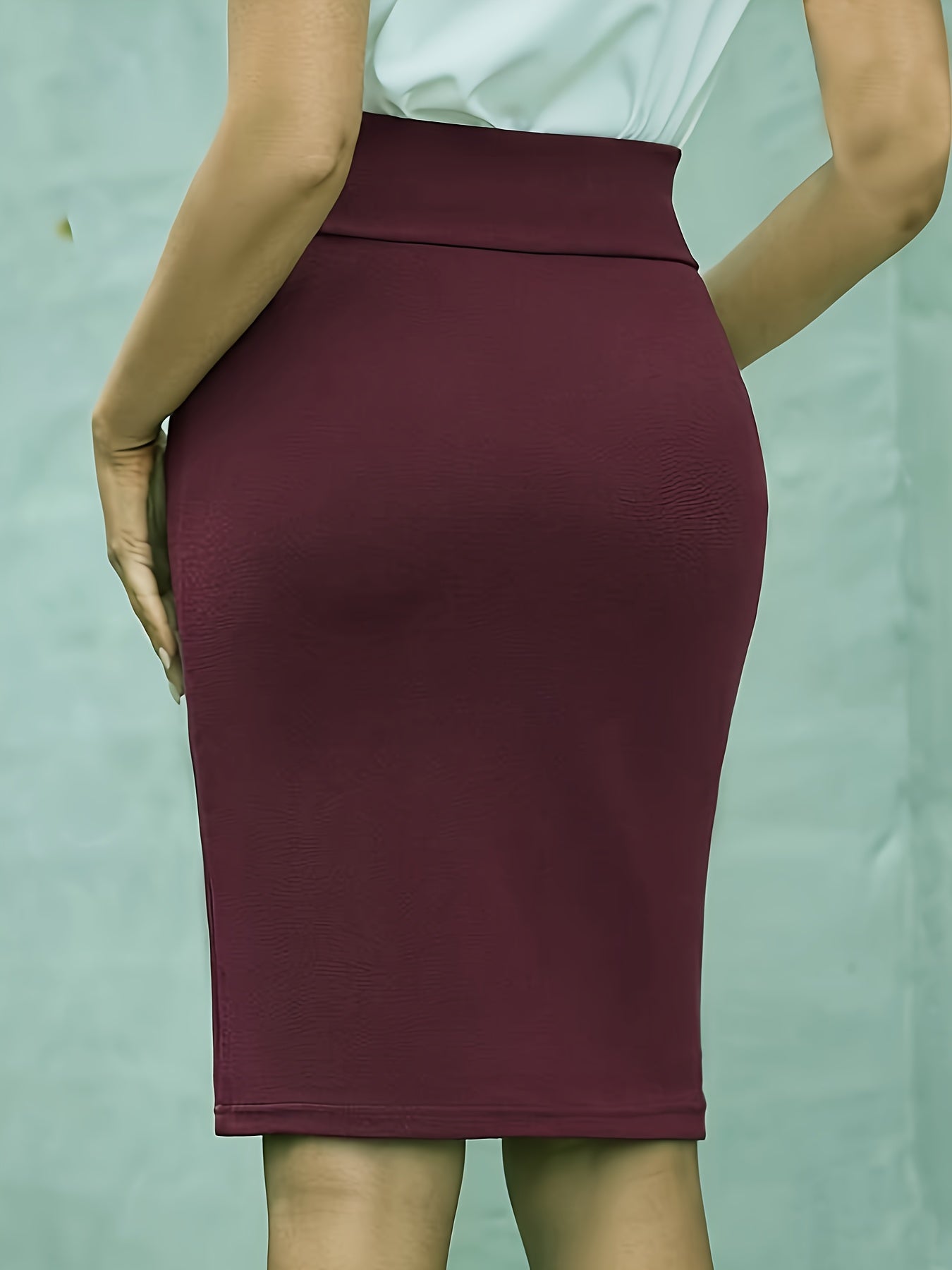  Solid High Rise Stretch Skirt