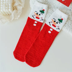 4 Pairs Christmas Print Socks Winter Knit Stockings Women's Hosiery