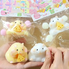 Soft Texture Relax Toy Mouse with Cheese TPR Material Anxiety Fidget Toy