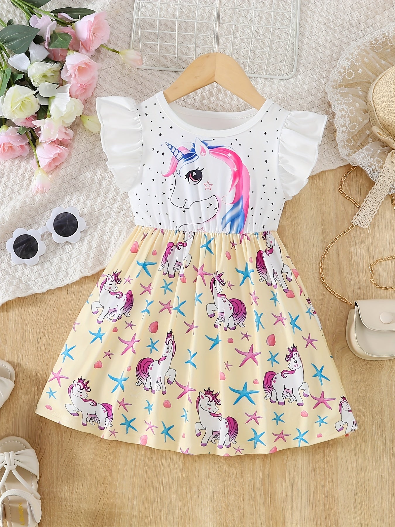 Girls Unicorn Skirt Set Sleeveless Outfit