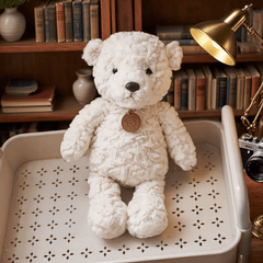 Bear Plush Toy with Golden Accents Soft Hanging Doll for Kids
