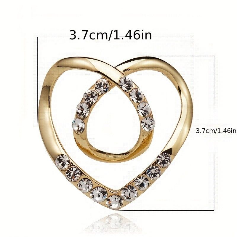 2pcs Heart Shape Scarf Buckle Rhinestone Clothing Ring