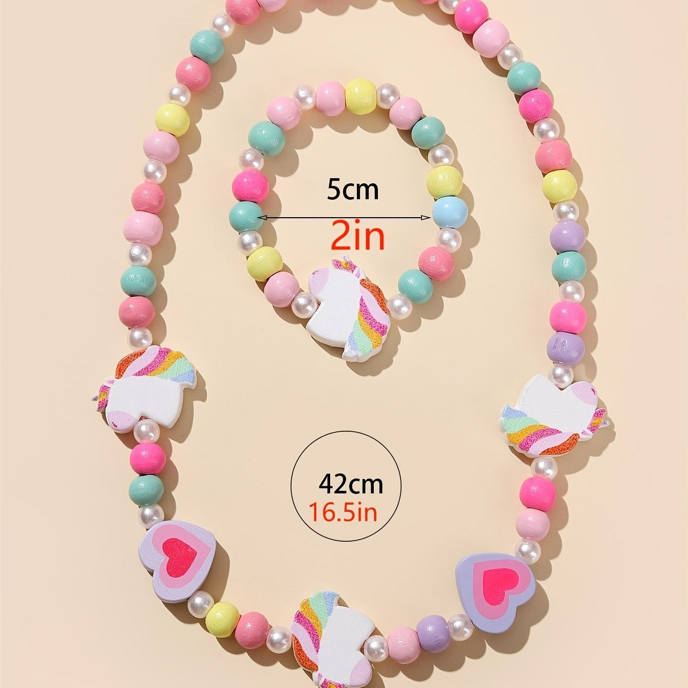 Pink Wood Fox Flower Beads Jewelry Set