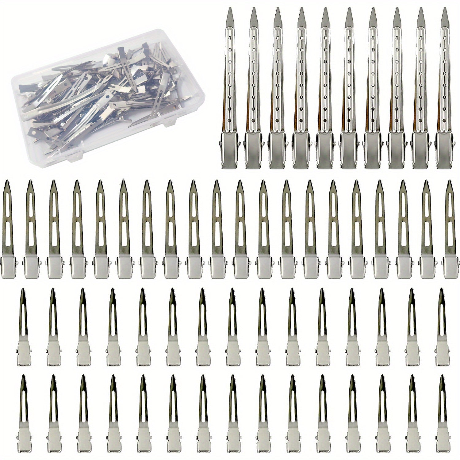 60Pcs Silvery Metal Duck Billed Hair Clips Women Styling Salon Accessories