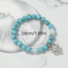 Stone Smooth Bracelet with Lotus Pendant Glowing Beads