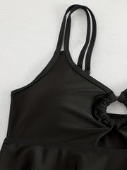  Modest Tankini Set Solid V Neck Tank Top & Shorts Swimsuit Two Piece