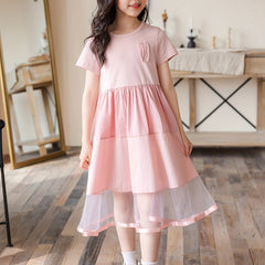 Girls' Rabbit Ears Cotton Dress for Summer Parties