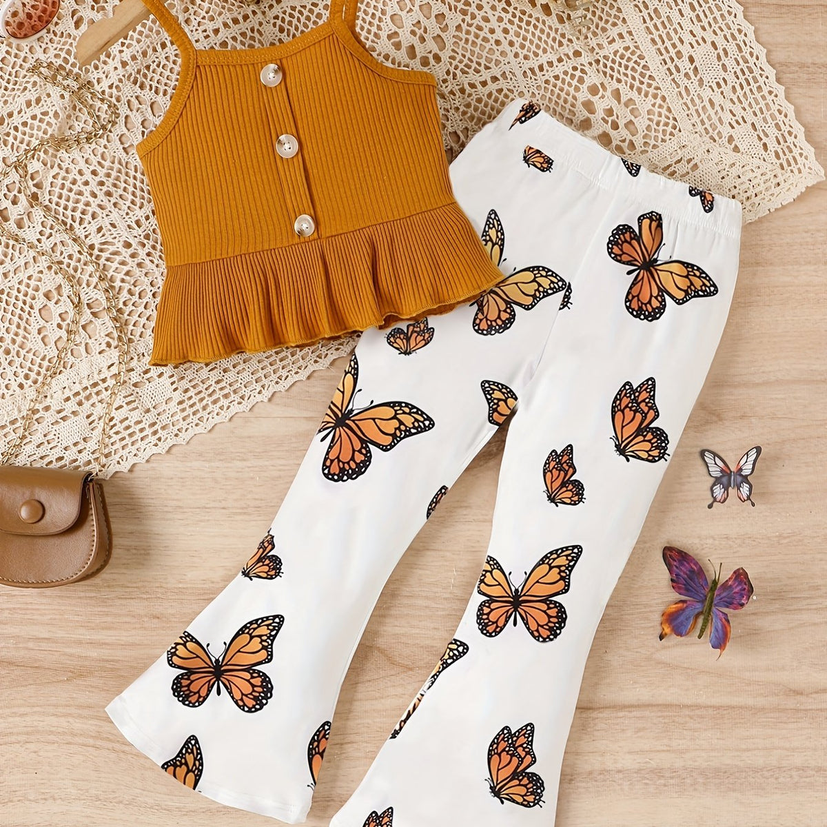 Girls Cami Suspender Top & Flare Pants Summer Outfit