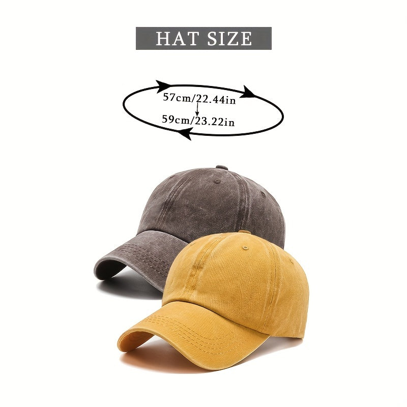 2pcs Cotton Couple Baseball Cap Washed Distressed Solid Dad Hats Vintage