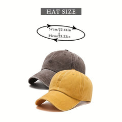 2pcs Cotton Couple Baseball Cap Washed Distressed Solid Dad Hats Vintage